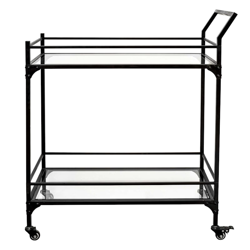 Honeybloom Sage Frost Bar Cart, Black