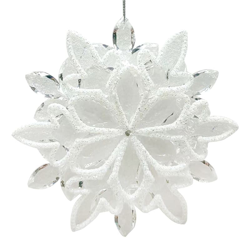 16 LED 18 Point Snowflake with Clear Acrylic Center, Cool White Light