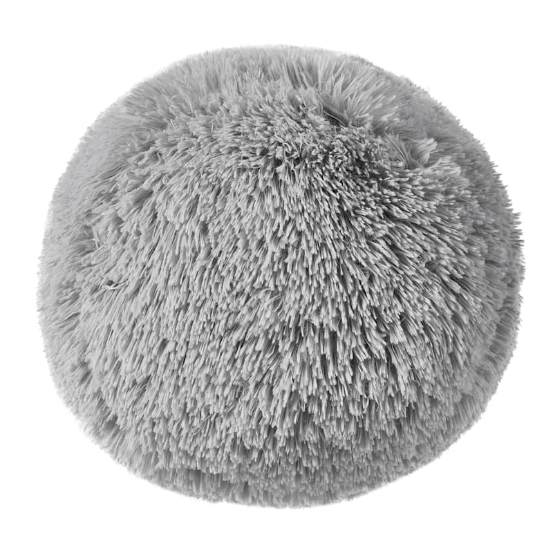 Grey Fluffy Throw Pillow 8x9