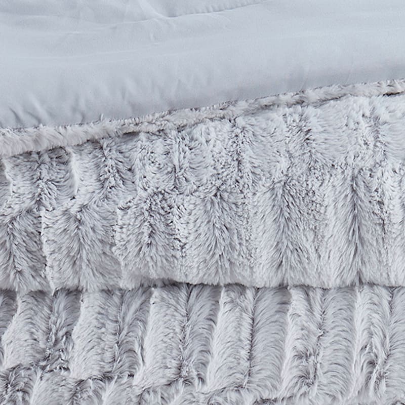 Found & Fable 3Piece Grey Faux Fur Comforter Set, King