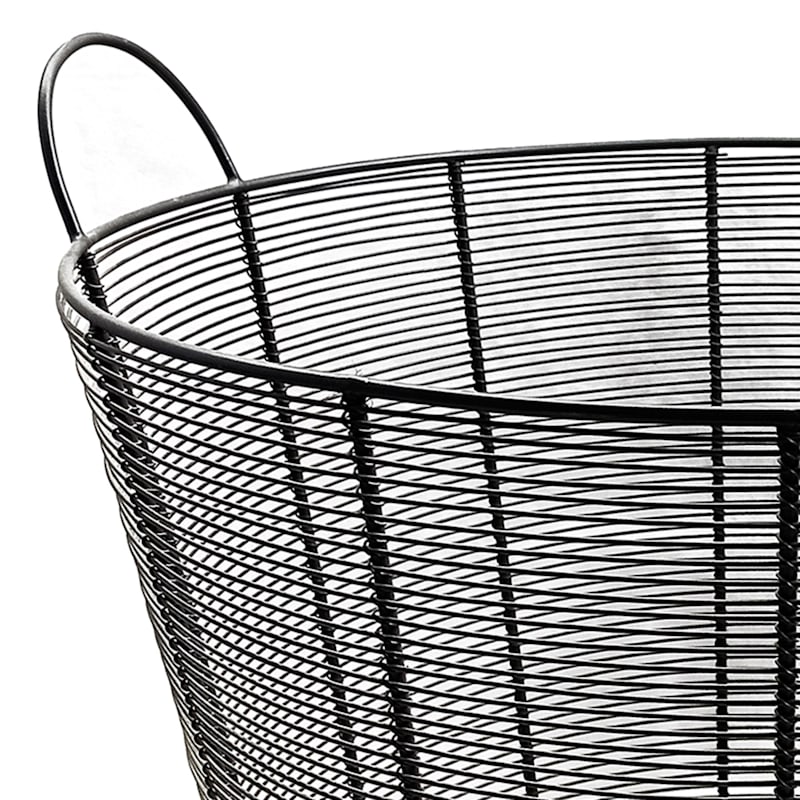 Tracey Boyd Charcoal Grey Round Metal Storage Basket, Large