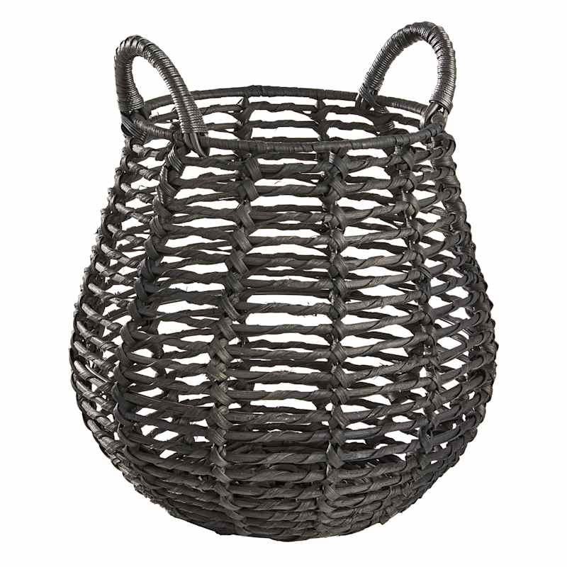 Black rattan storage shop baskets