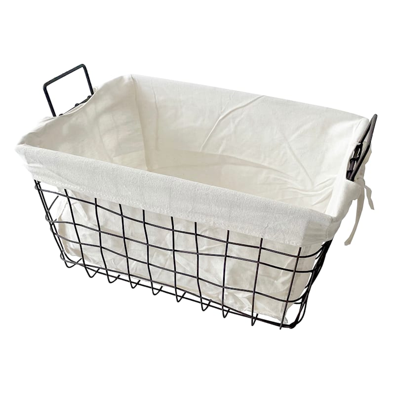 Drop-In Rectangular Wicker Trash Basket with Metal Liner - Sandstone / One  Size