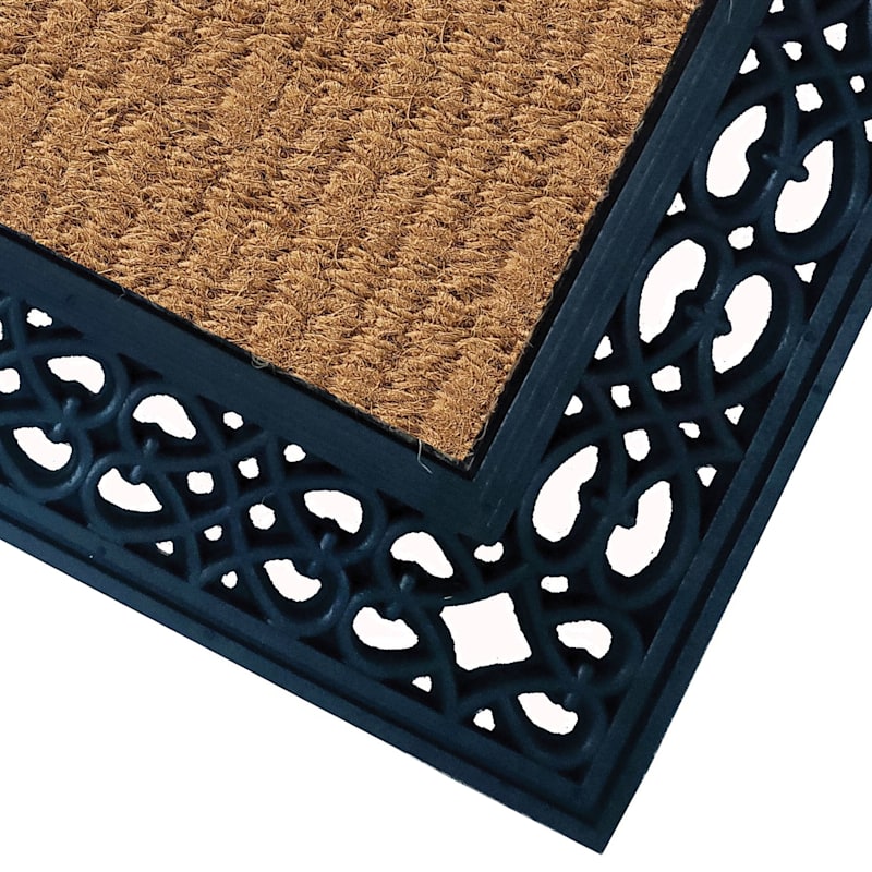 Ribbed Scroll Border Coir Mat, 24x36, Natural Sold by at Home