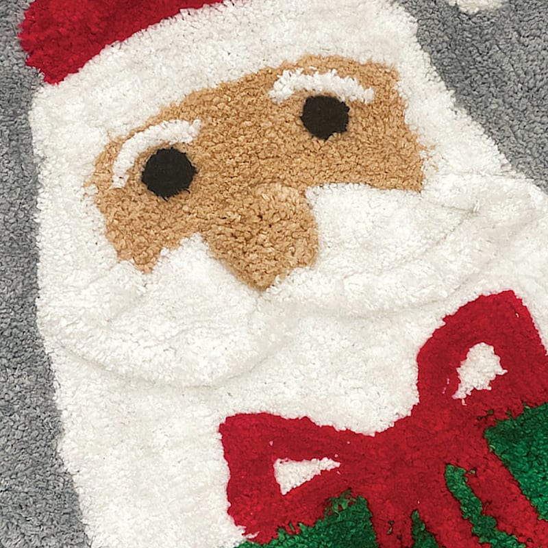 Red & Brown Santa Dog Bath Rug