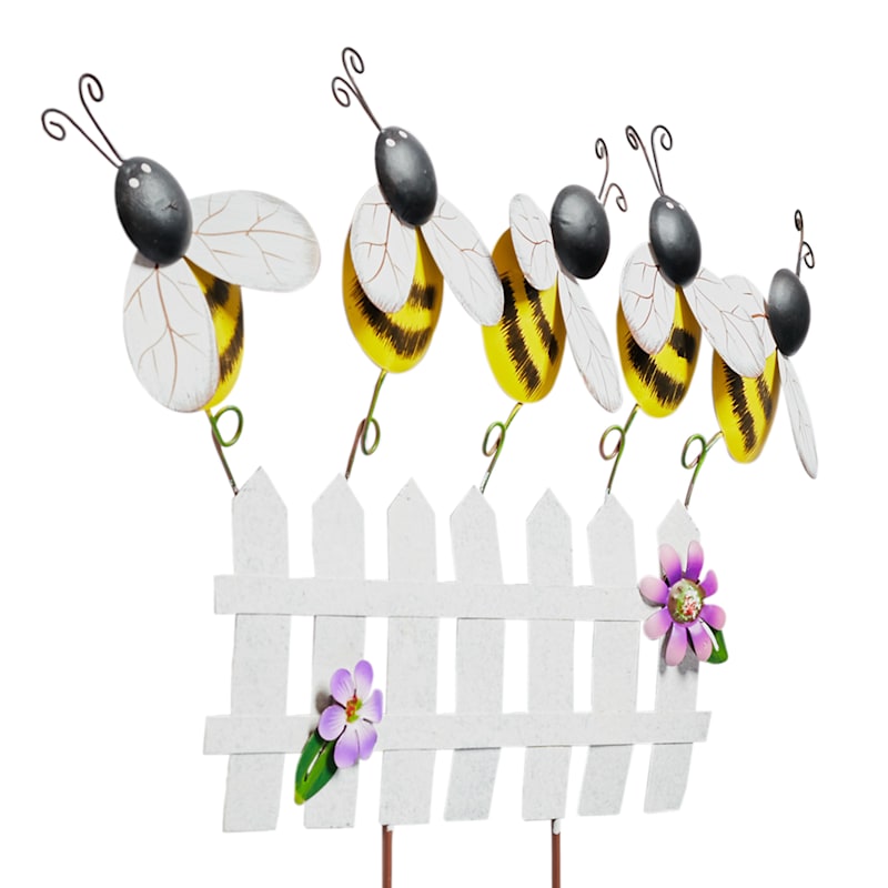 MUMTOP 38H Outdoor Thermometer Garden Stake Metal with Bee Decoration for Patio, Garden, Porch