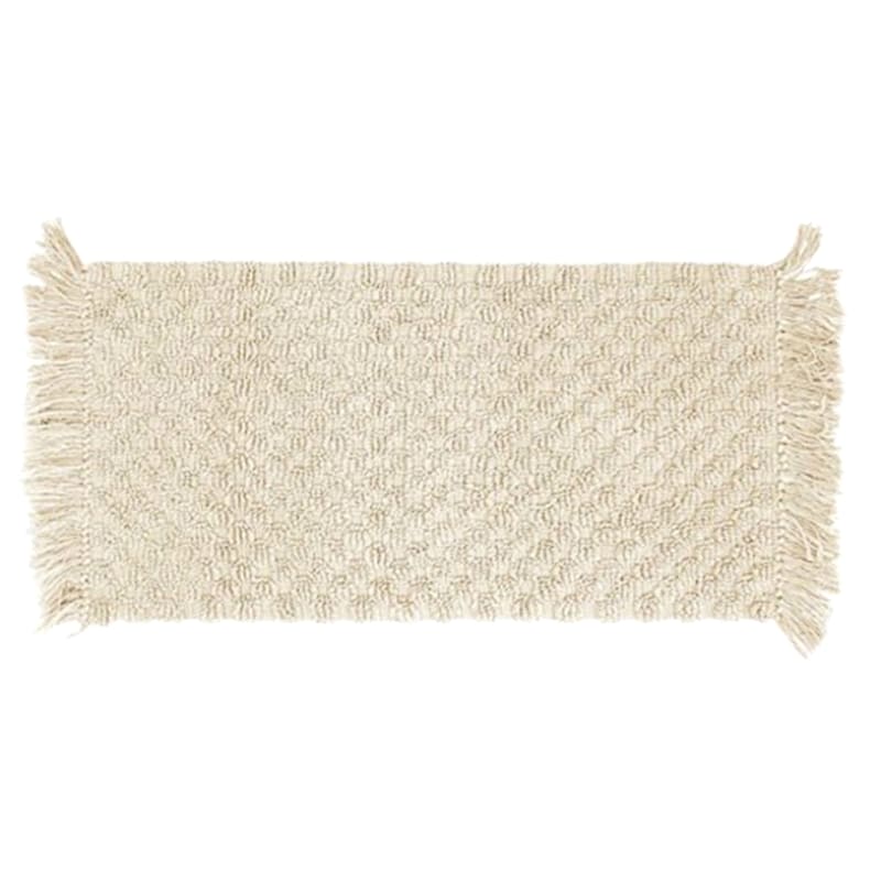 Textured Fringe Bath Rug 20x30 Ivory