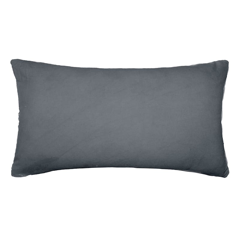 Honeybloom Grey Woven Patch Throw Pillow, 14x24