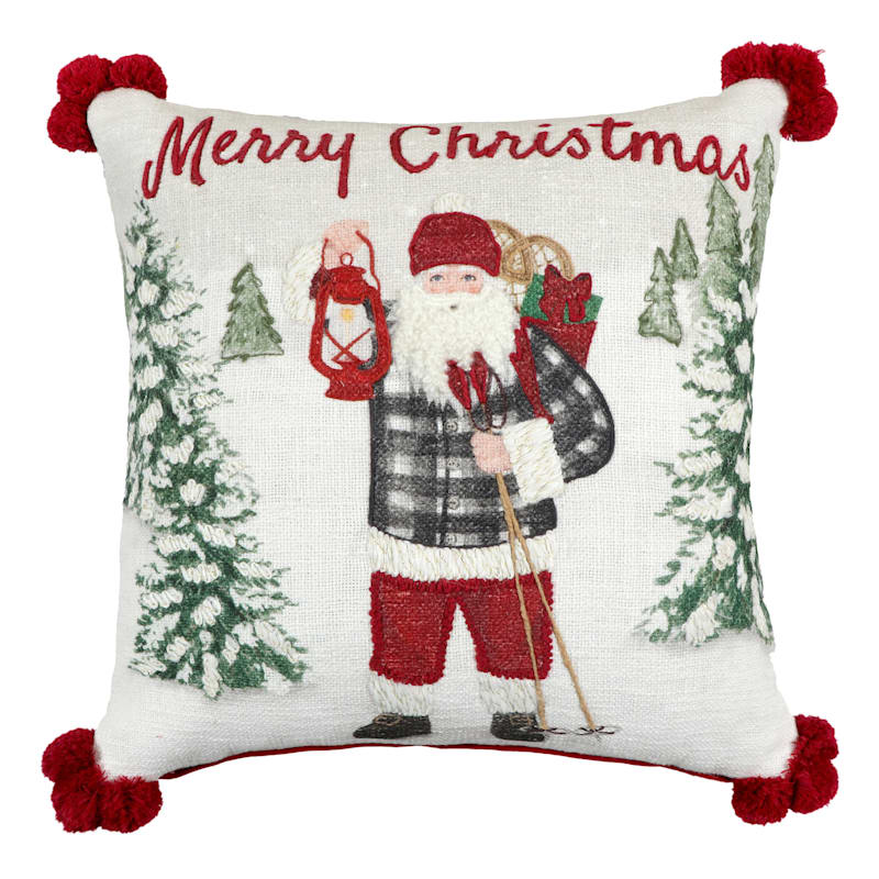 Kringle Chenille Santa Suit Pillow 18x18 - Allysons Place