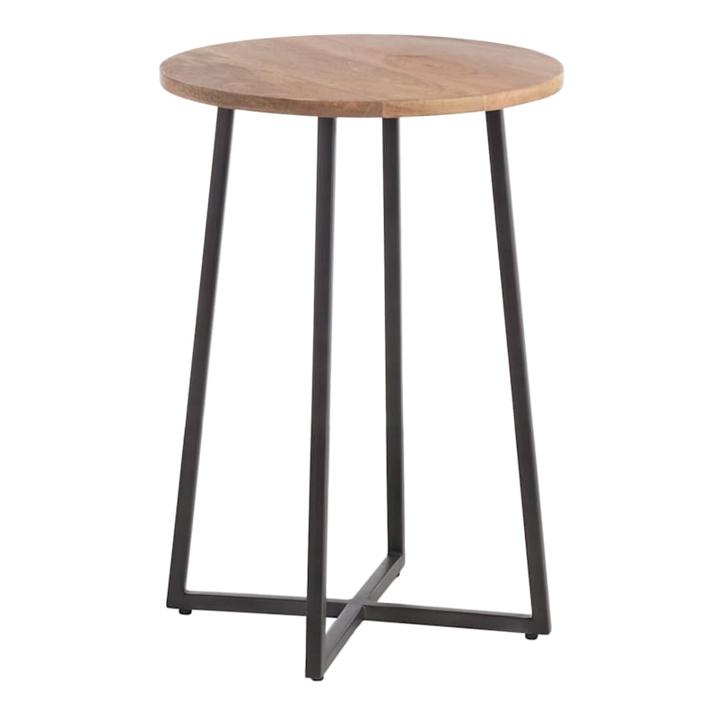 Honeybloom Quin Wooden Top with Cross Base Accent Table