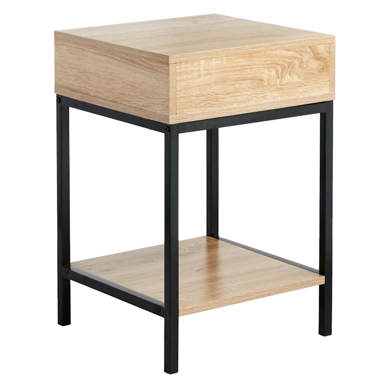 Loring end store table vintage oak
