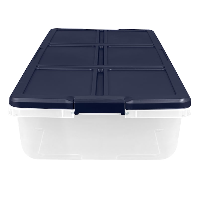 Hefty Large 13-Gallons (52-Quart) Clear Base with White Lid Underbed Tote  with Latching Lid in the Plastic Storage Containers department at
