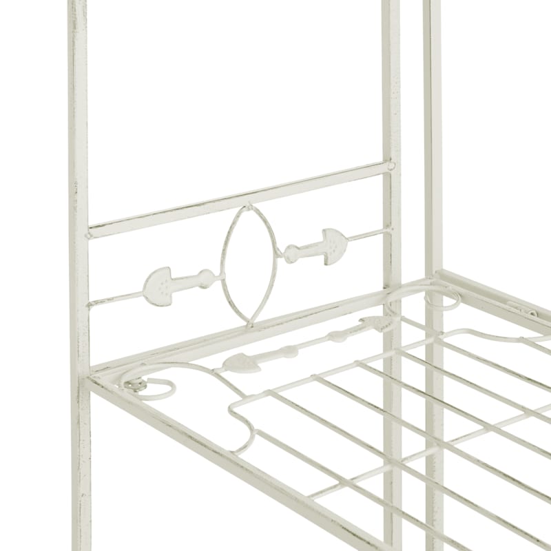 Antique White Metal Baker s Rack with Folding Shelves 51