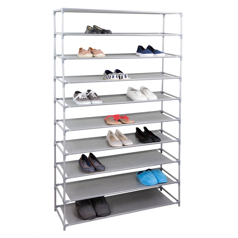 ORE International 15.5 Tall Traditional Wood 2-Tier Shoe Rack in