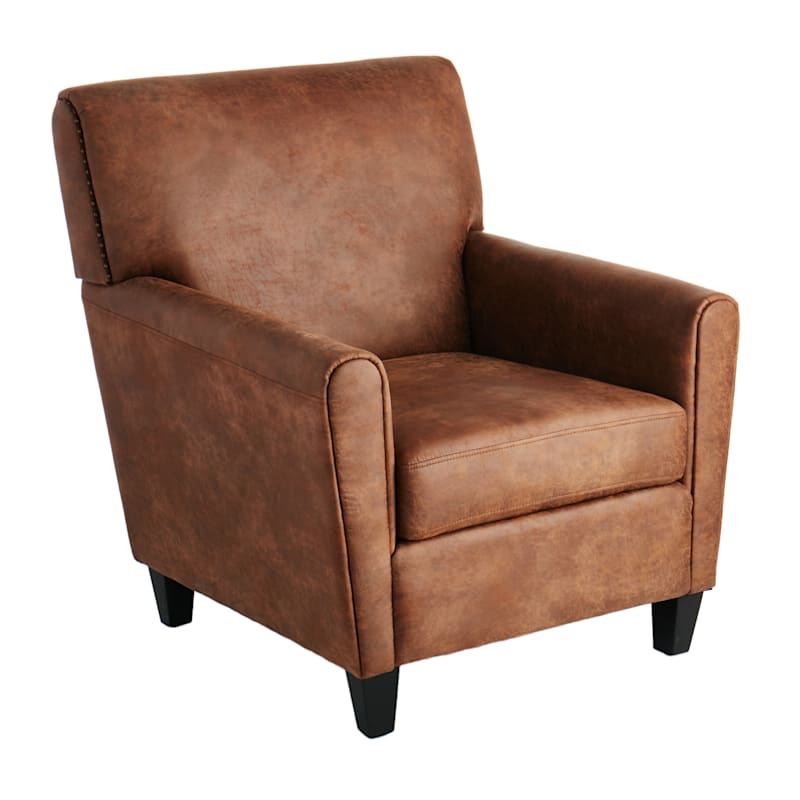 Honeybloom Dylan Brown Faux Leather Armchair