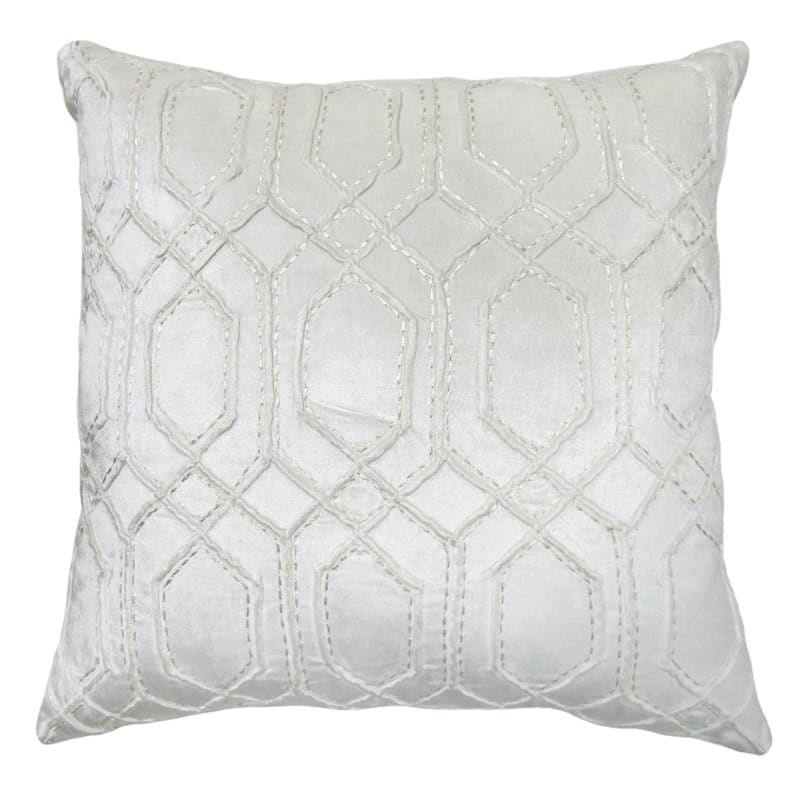 Tracey Boyd White Velvet Throw Pillow, 18"