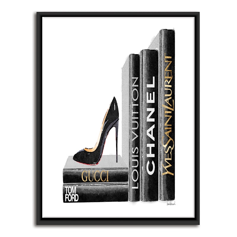 Framed Glam Books Canvas Wall Art, 16x12