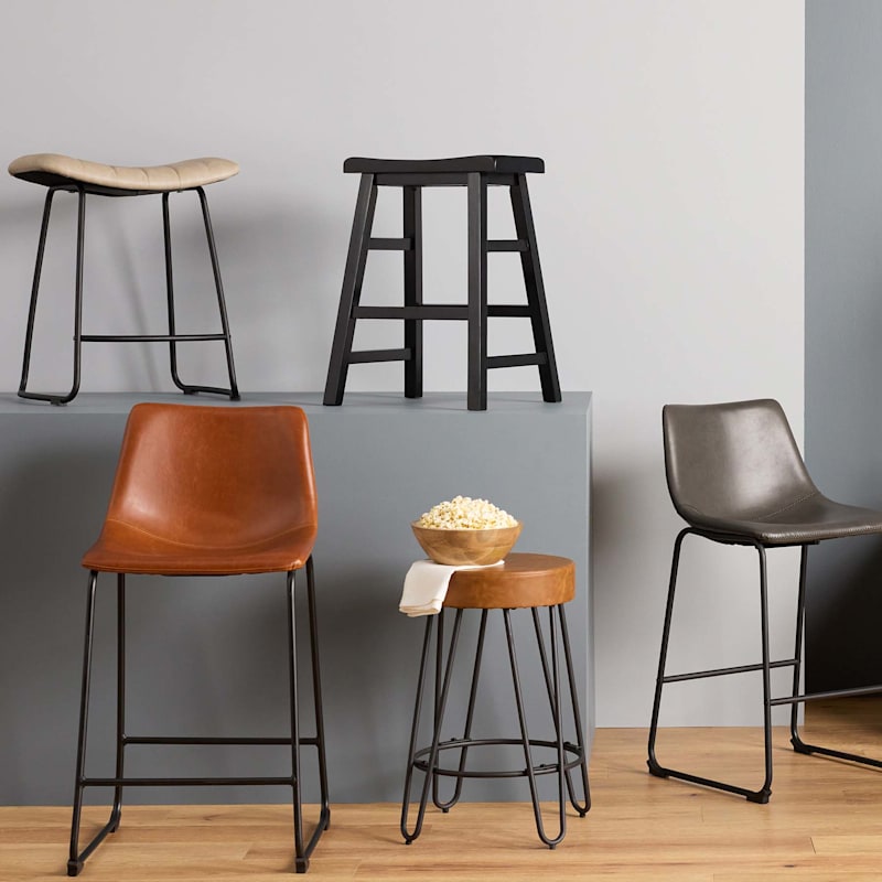 Honeybloom Verona Faux Leather Counter Stool Cognac