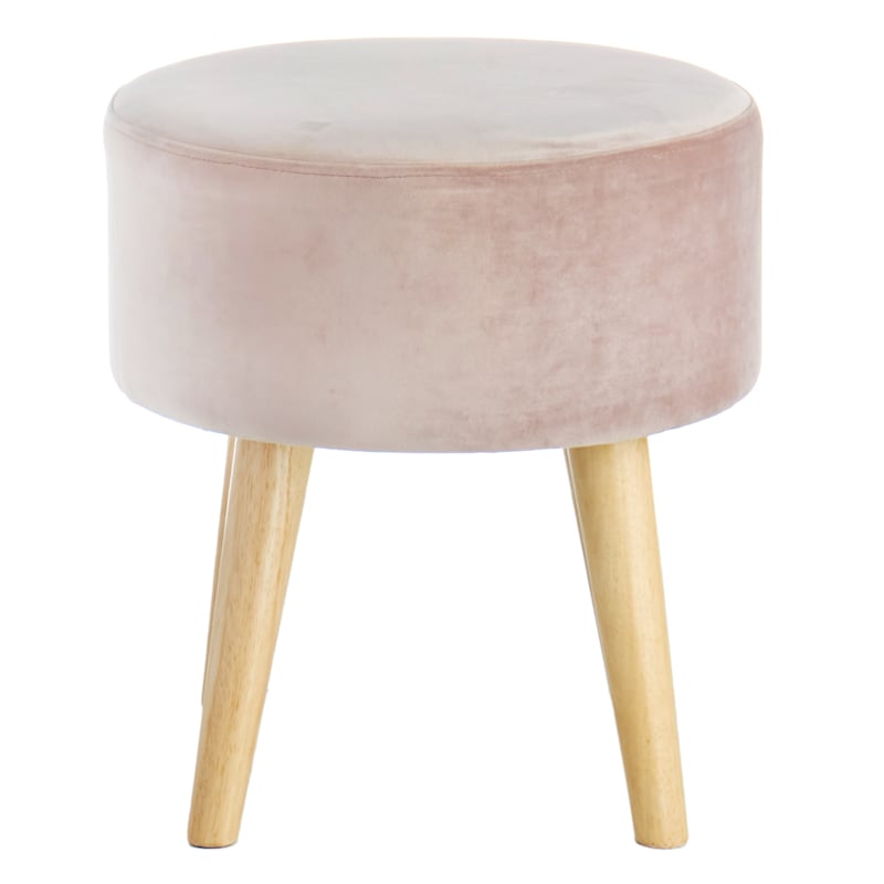 Emmy Stool with Wooden Legs Rose Pink Velvet