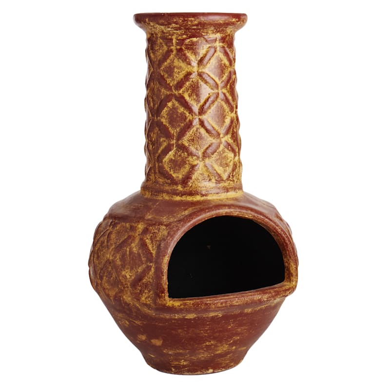 Handmade Clay Hickory Stack Outdoor Chimenea