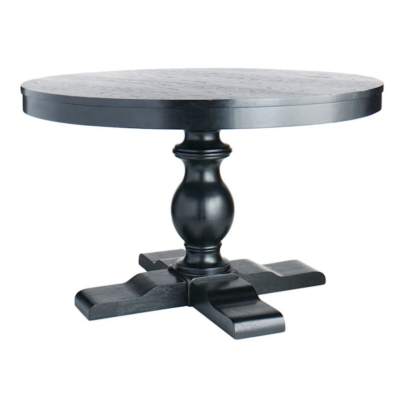 Providence Evening Mist Round Black Wooden Table Top & Base, Pedestal Sold Separately