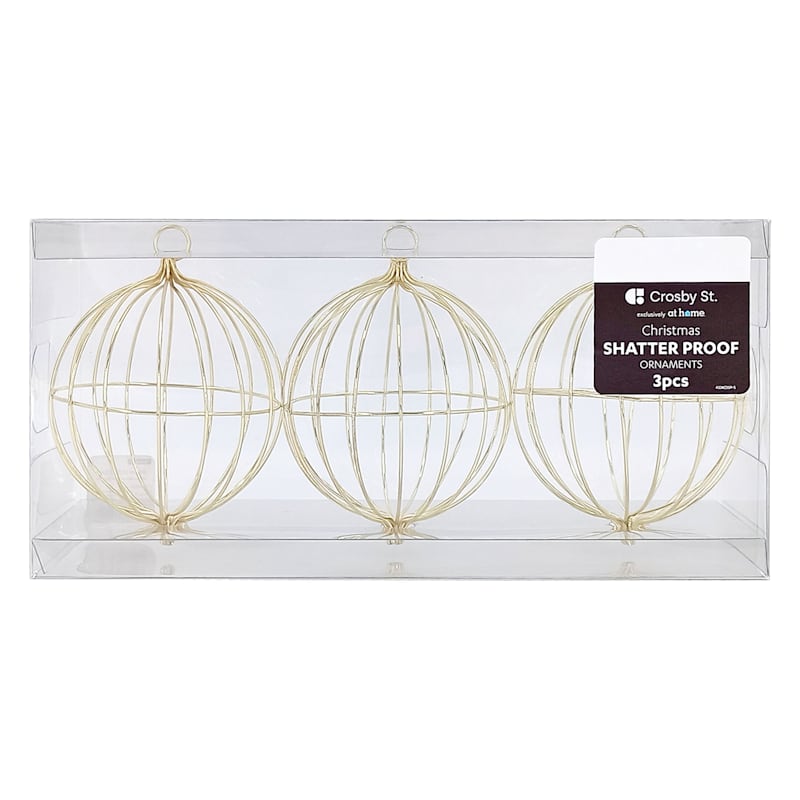 Crosby St. 3-Count Gold Metal Shatterproof Onion Ornaments, 3.1"