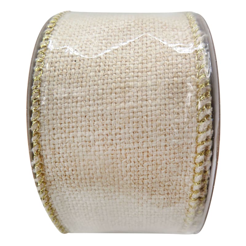 Gold Burlap Ribbon 2.5in x 8yd Honeybloom Holiday Decor At Home