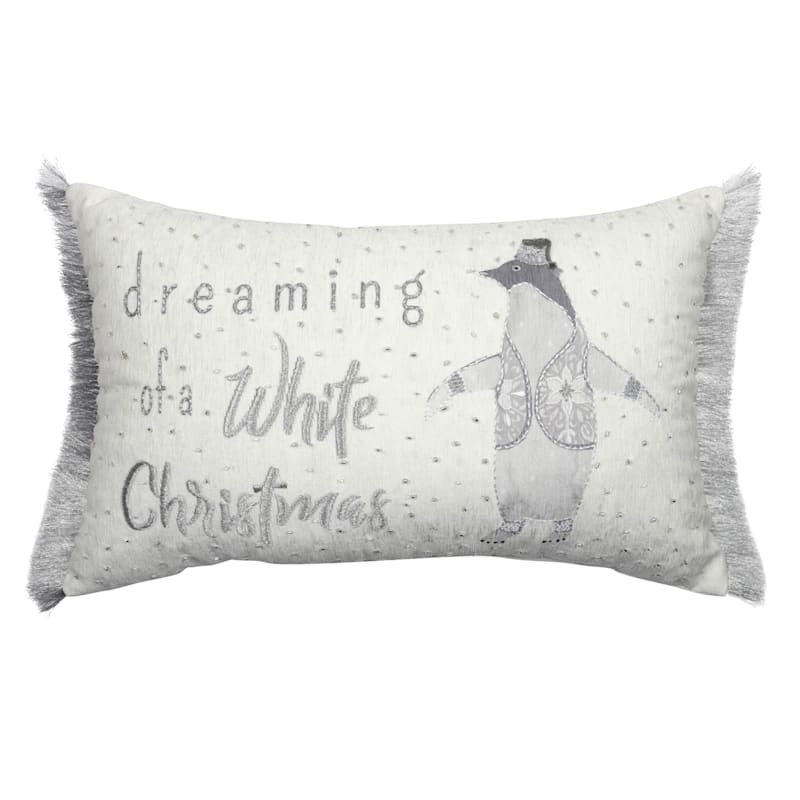 Found & Fable White Christmas Penguin Throw Pillow, 12x20