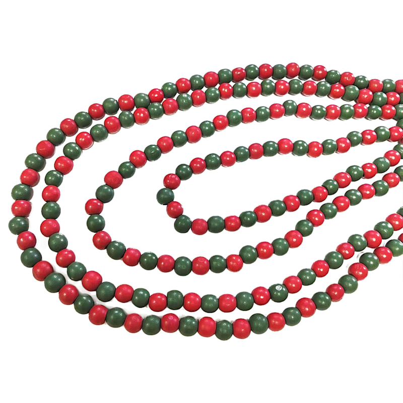 CWI GCM200217 Red Wooden Bead Garland