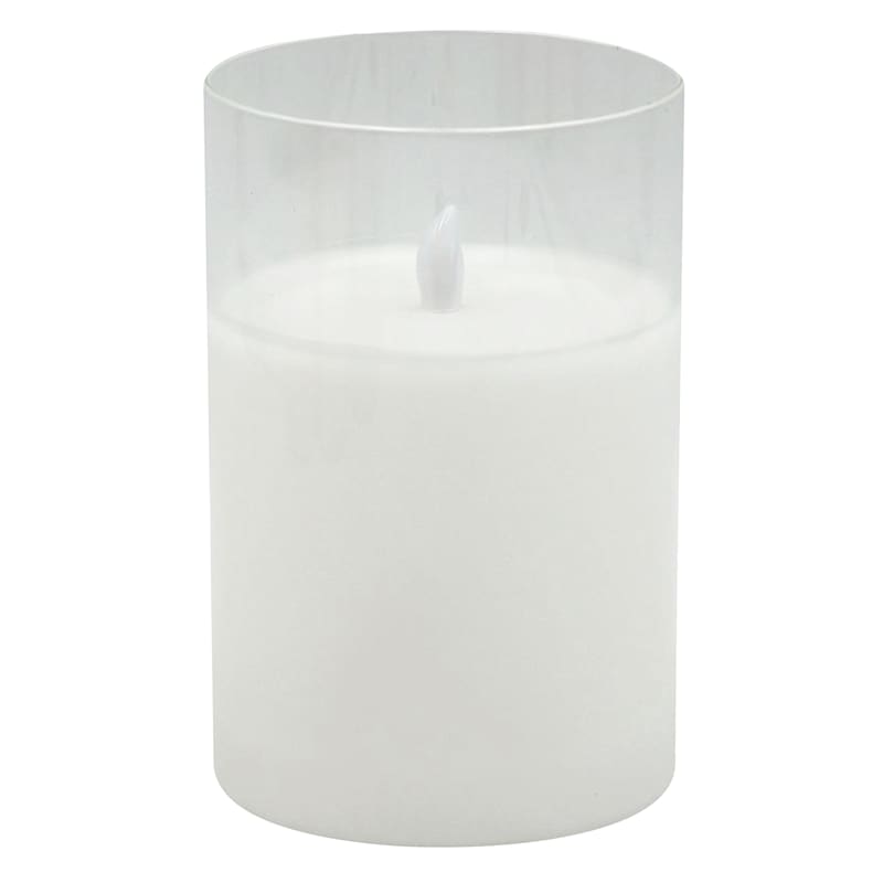 Honeybloom Clear Glass LED Pillar Candle with Timer, 3x5