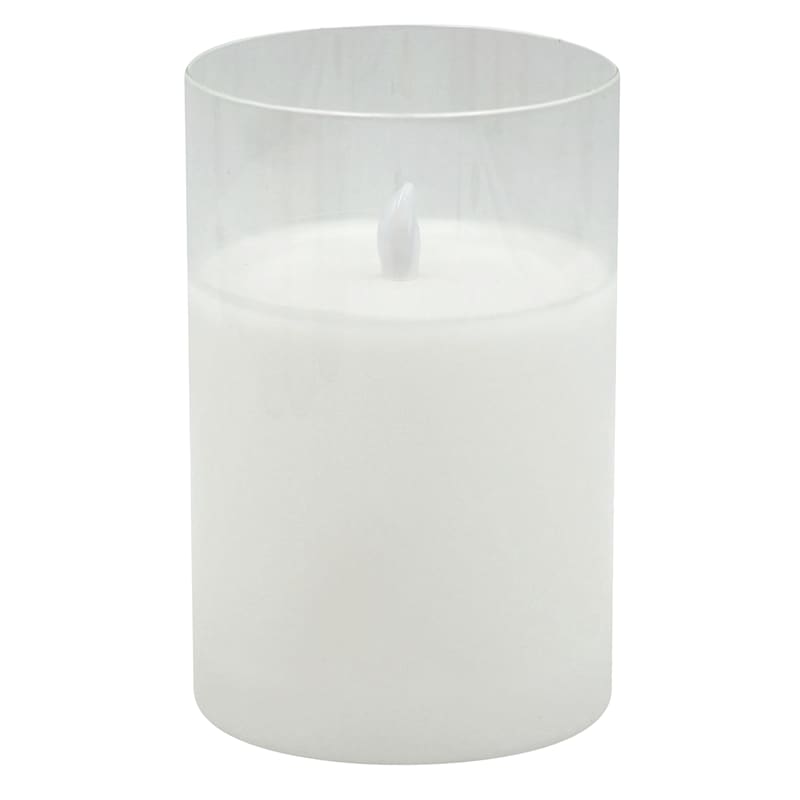 Honeybloom Clear Glass LED Pillar Candle with Timer, 4x6