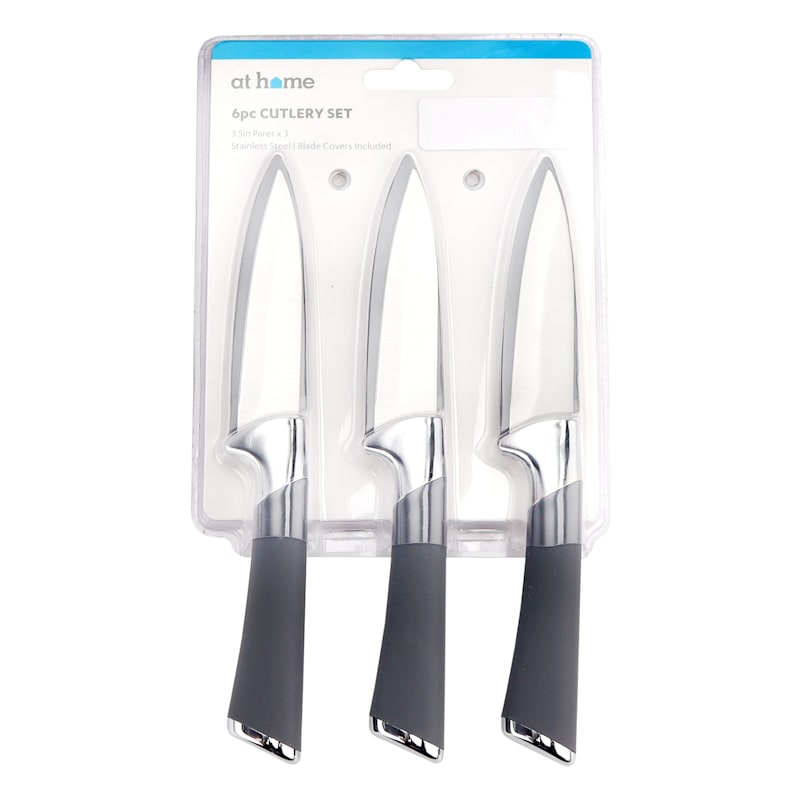 6 Piece Paring Knife & Sheath Set, Grey, Plastic Sold by at Home