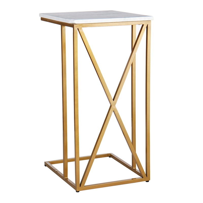Crosby St. Isabella Gold C Table with Marble Top