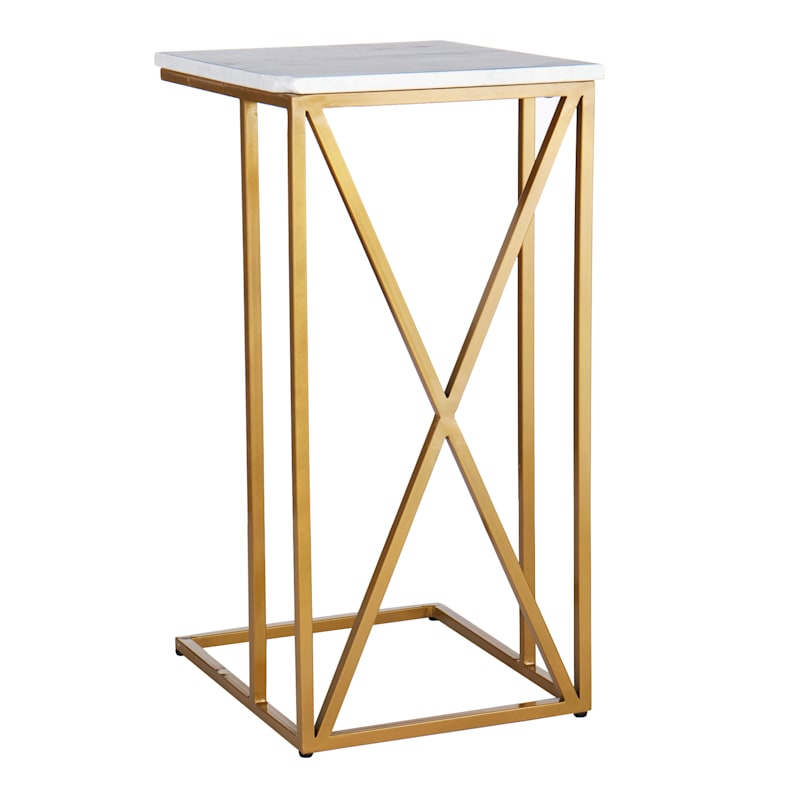 Crosby St. Isabella Gold C-Table with Marble Top