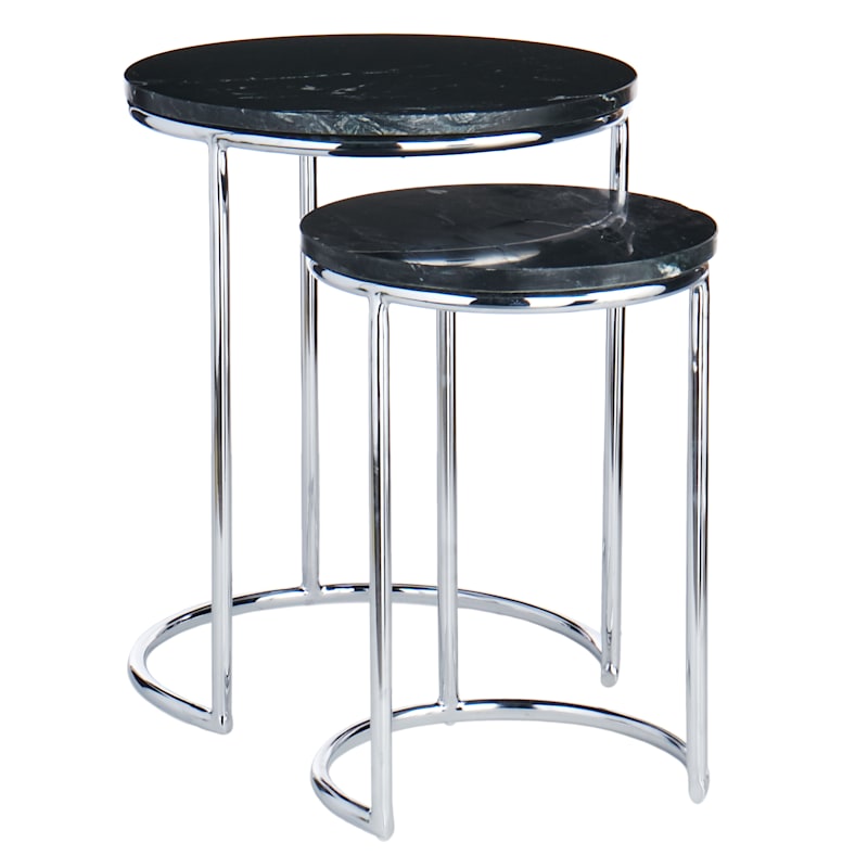 Crosby St. Set of 2 Essex Black Marble Nesting Tables