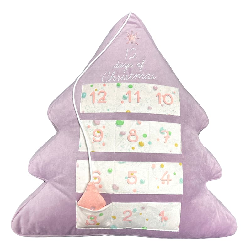 Mrs. Claus' Bakery 12 Days Of Christmas Advent Calendar Tree Pillow, 18x20