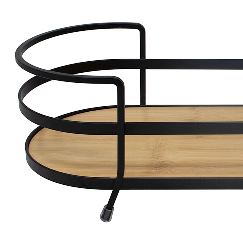 Black Metal & Bamboo Vanity Tray