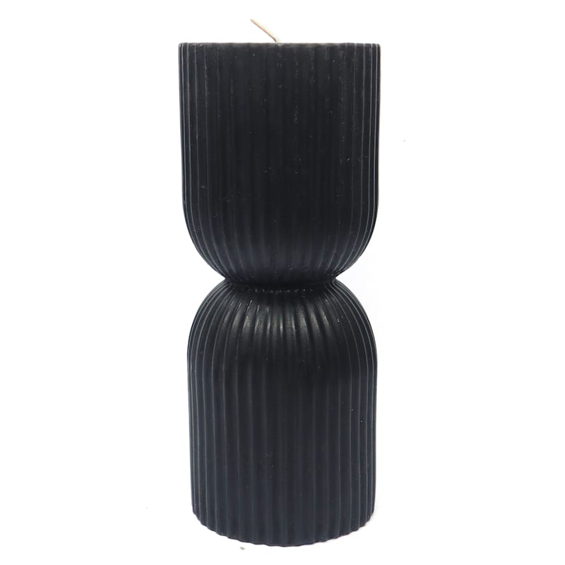 Tracey Boyd Black Unscented Ribbed Hourglass Candle, 3x8