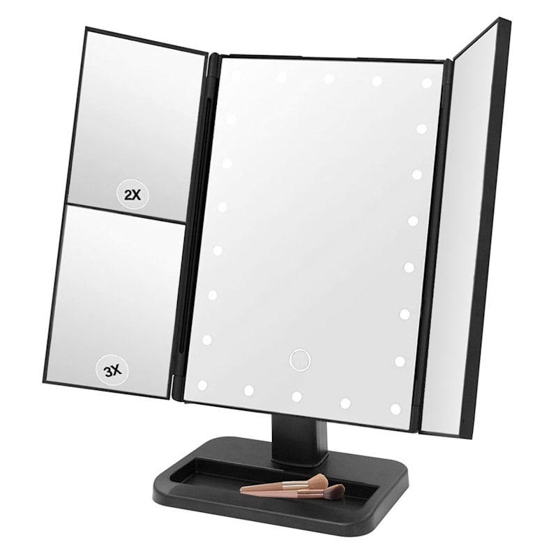 at Home LED Trifold 7.1 x 11.0 x 4.7 Black Mirror