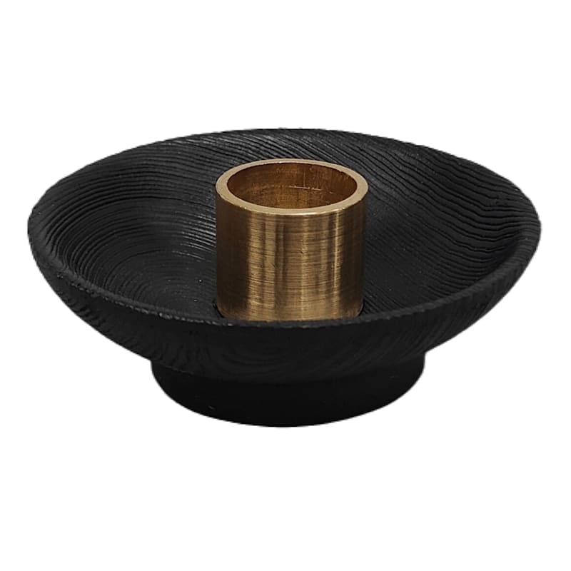 Crosby St. Black Dinner Candle Holder, 3.4"