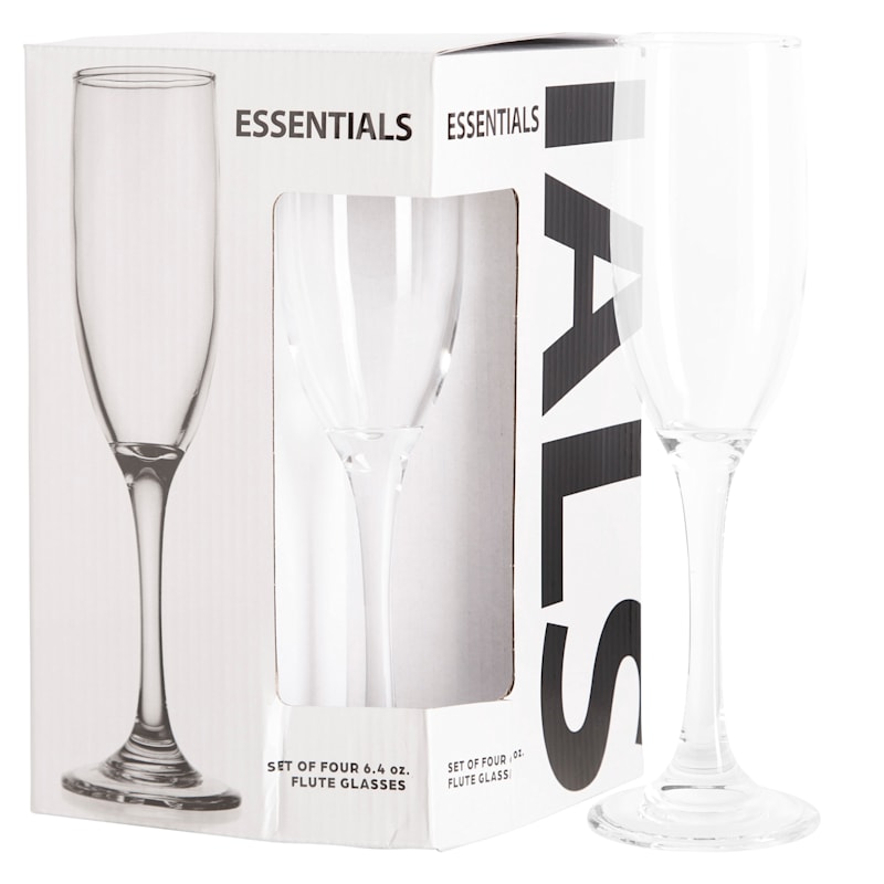 Essentials Set of 4 Champagne Flutes, 6oz