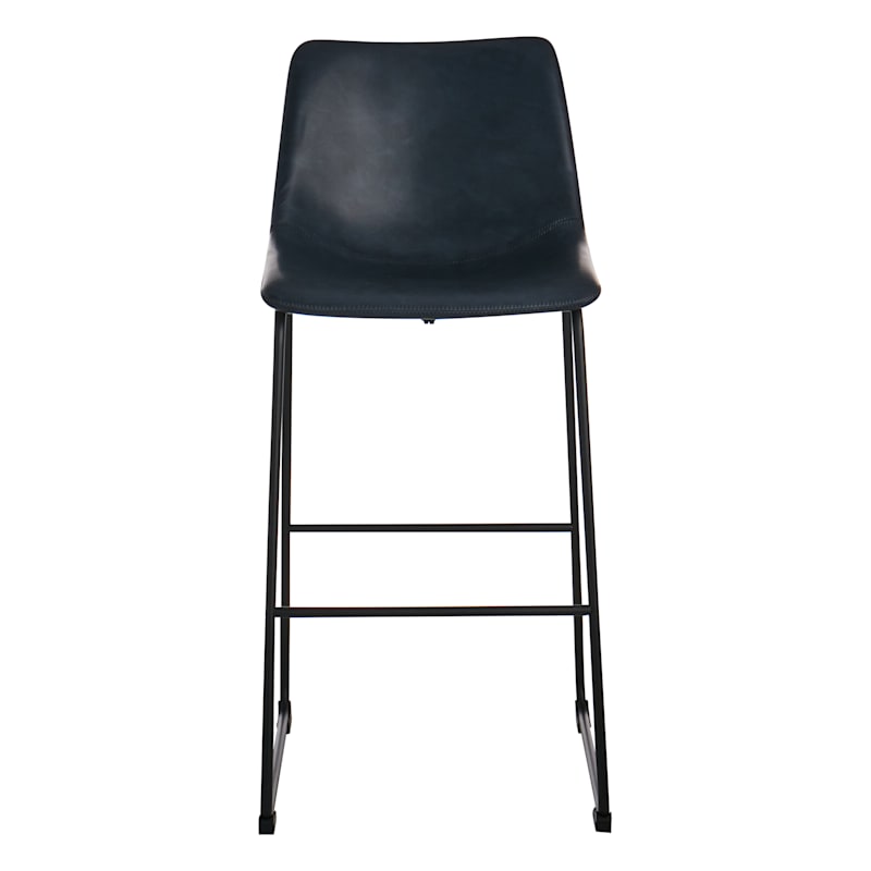 Drake Faux Leather Barstool, Navy Blue