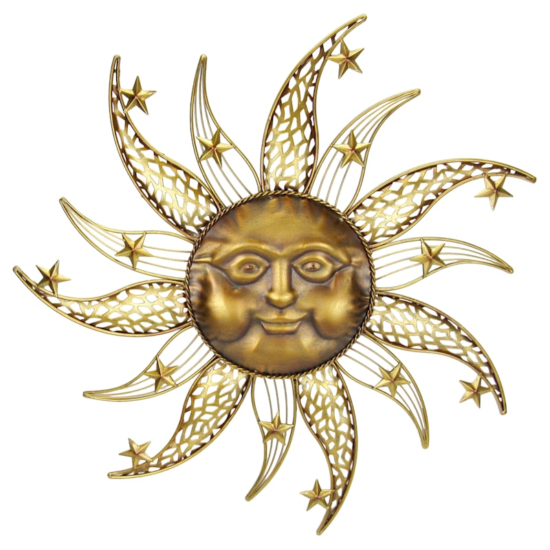 Metal Sunface Outdoor Wall Decor, 23"