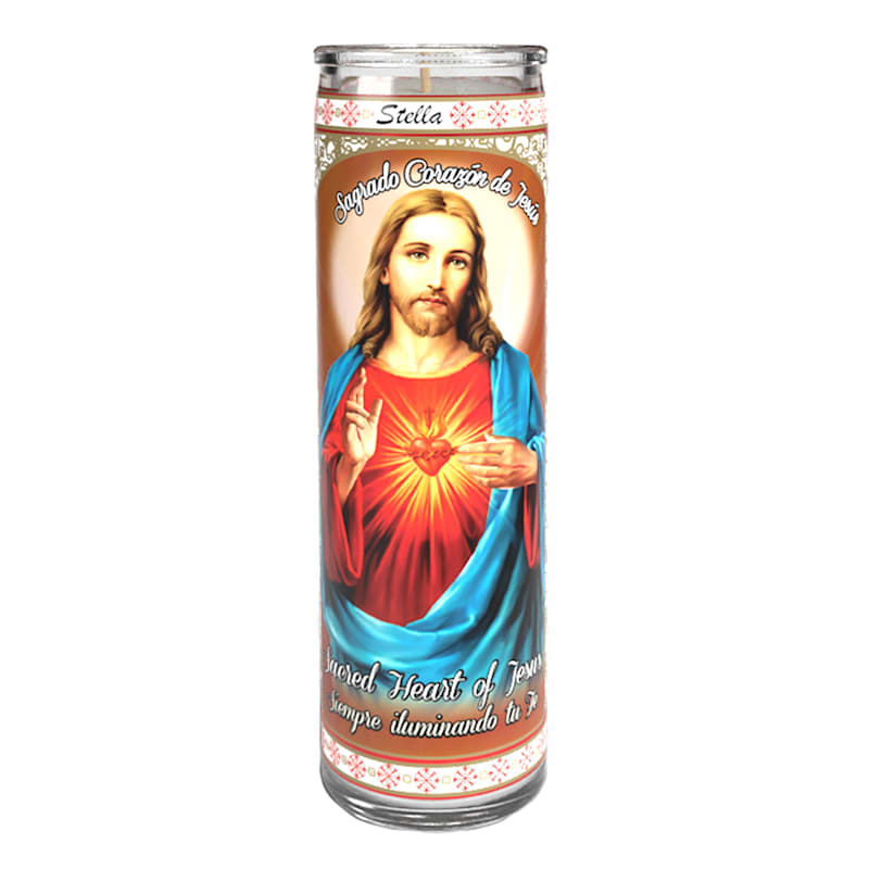 Stella Sacred Heart of Jesus Unscented Prayer Candle