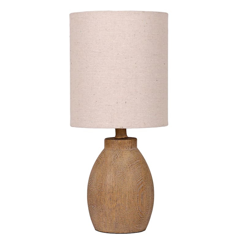 Light Wash Wood Finish Mini Lamp with Shade 12