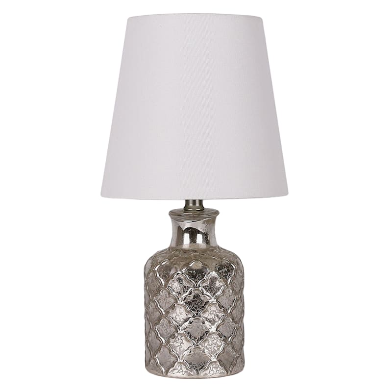 Mercury Glass Quatrefoil Mini Lamp with Shade 12