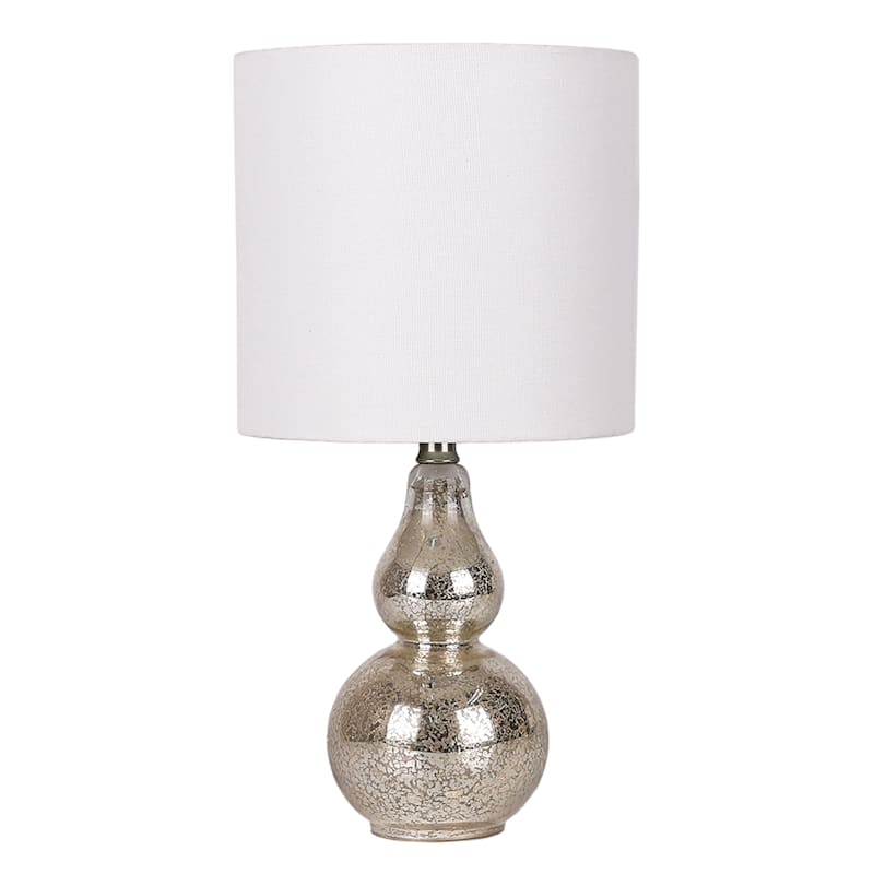 Providence Silver Mercury Glass Double Gourd Mini Lamp with Shade 12
