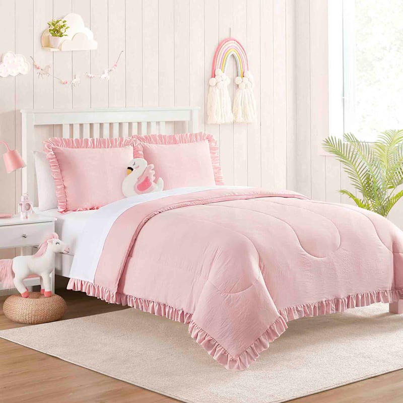 Tiny Dreamers Pink Crinkle Comforter Set, Full