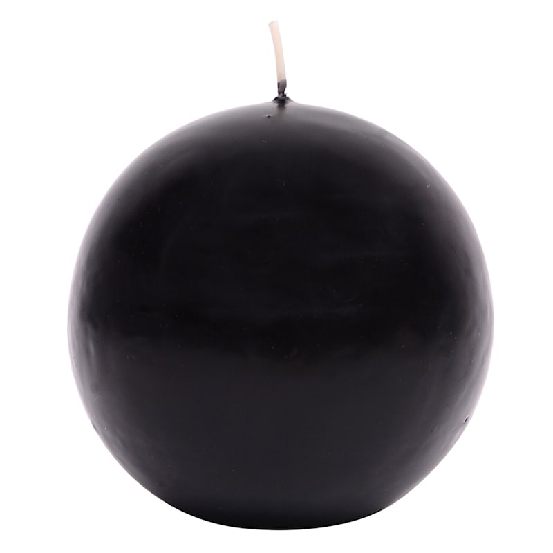 Black Unscented Overdip Sphere Candle, 3"