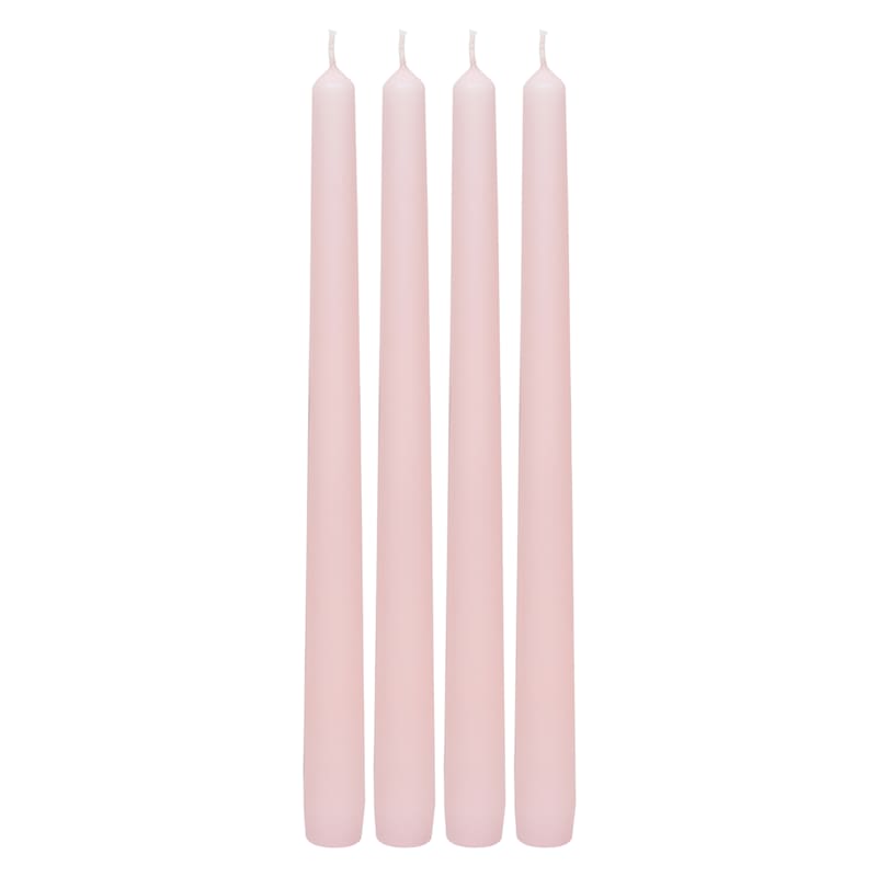 4-Pack Light Pink Unscented Overdip Taper Candles, 10"